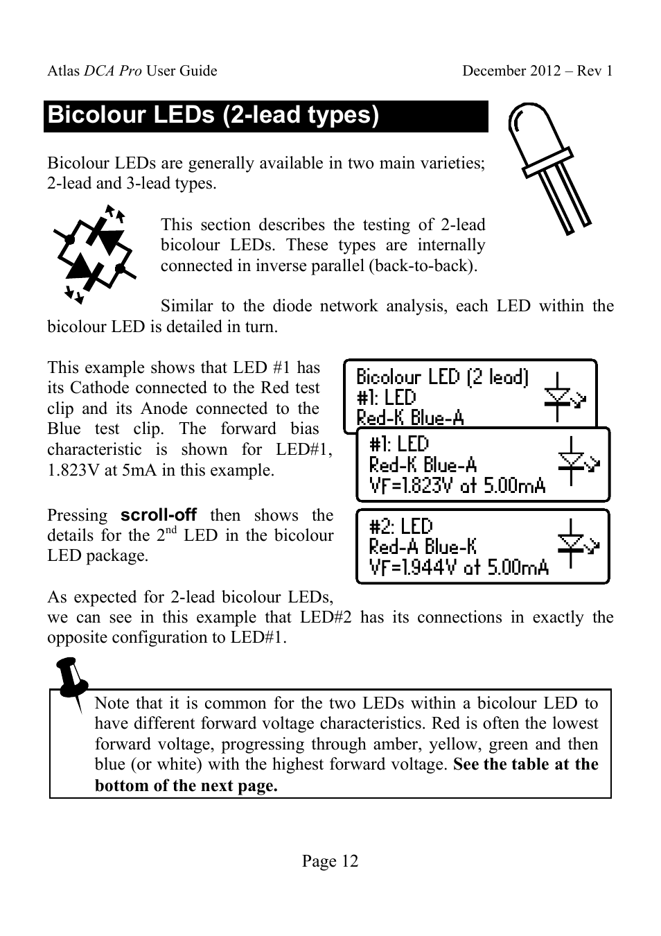 Bicolour leds (2-lead types) | Velleman DCA75 User Manual | Page 12 / 46