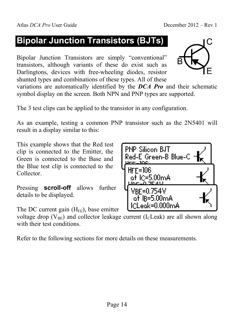 Bipolar junction transistors (bjts) | Velleman DCA75 User Manual | Page 14 / 46