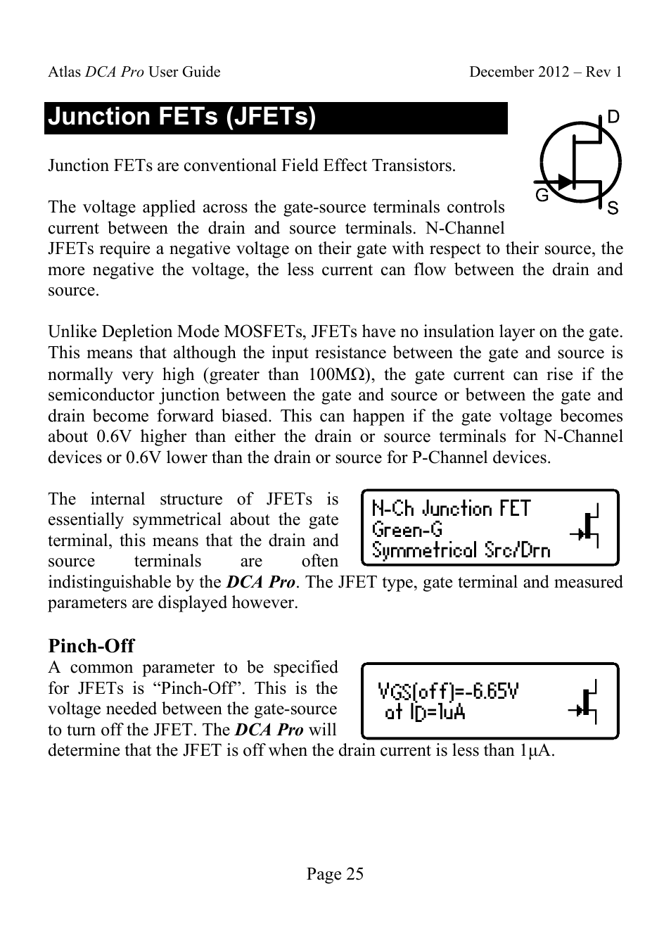 Junction fets (jfets) | Velleman DCA75 User Manual | Page 25 / 46