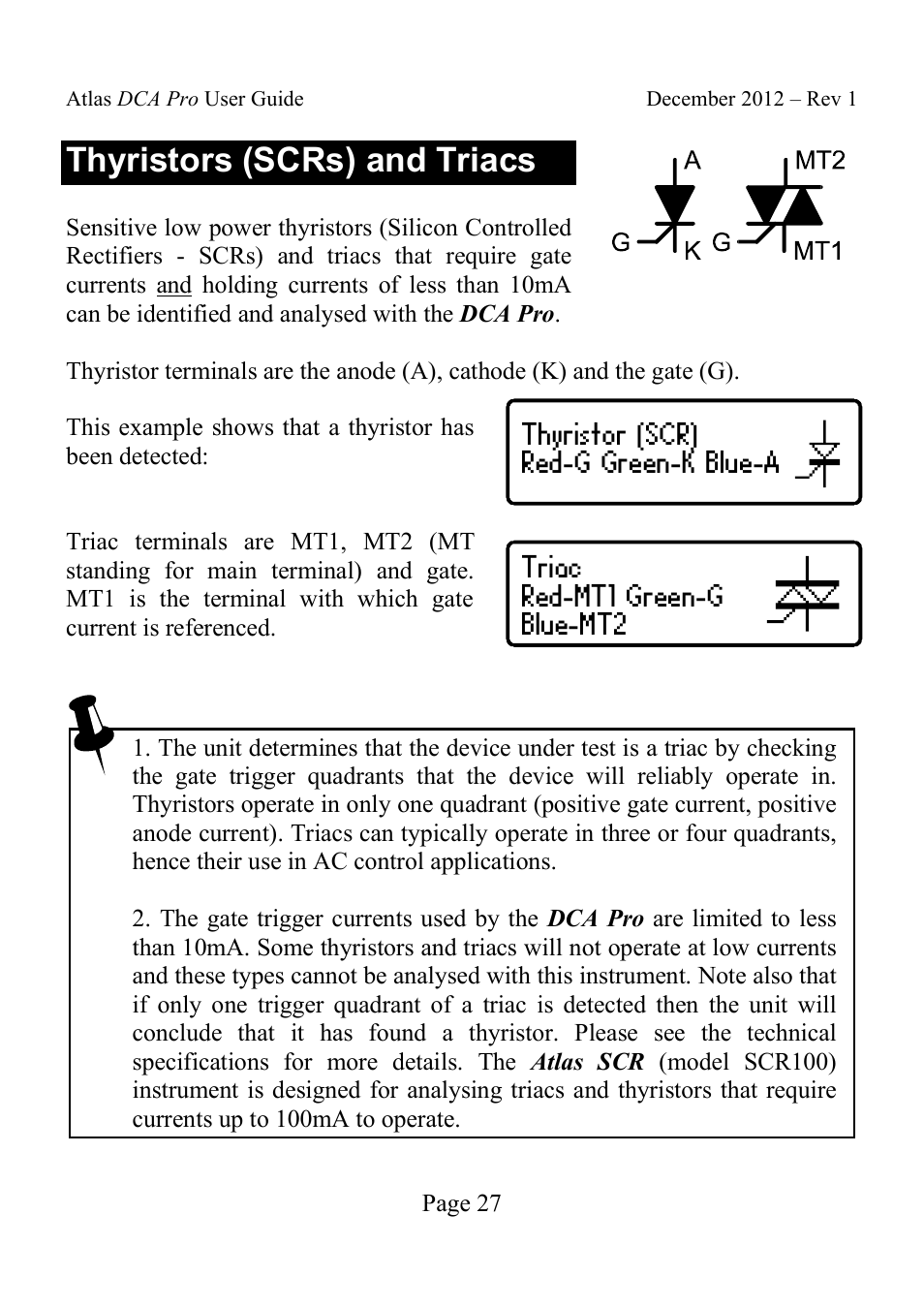 Thyristors (scrs) and triacs | Velleman DCA75 User Manual | Page 27 / 46