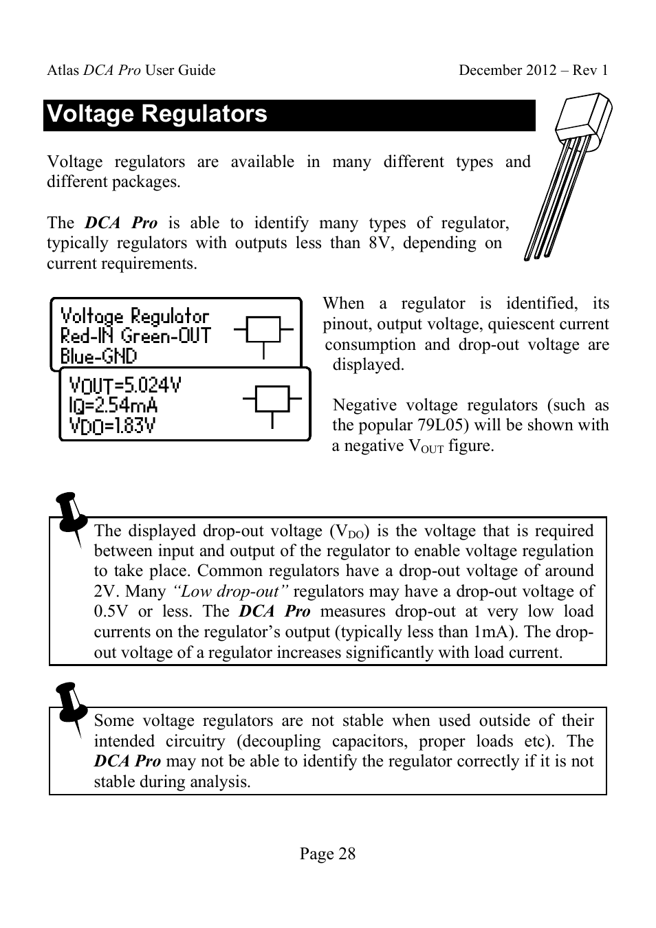 Voltage regulators | Velleman DCA75 User Manual | Page 28 / 46