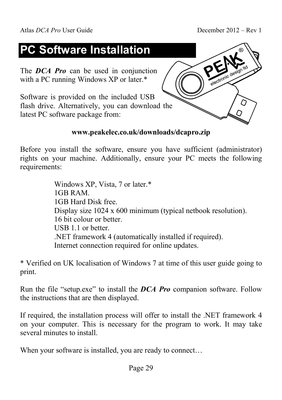 Pc software installation | Velleman DCA75 User Manual | Page 29 / 46