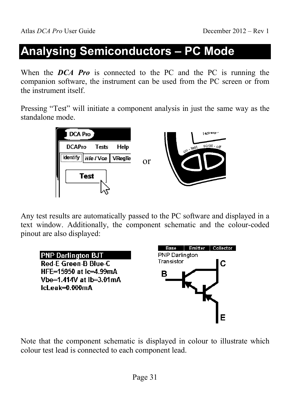 Analysing semiconductors – pc mode | Velleman DCA75 User Manual | Page 31 / 46