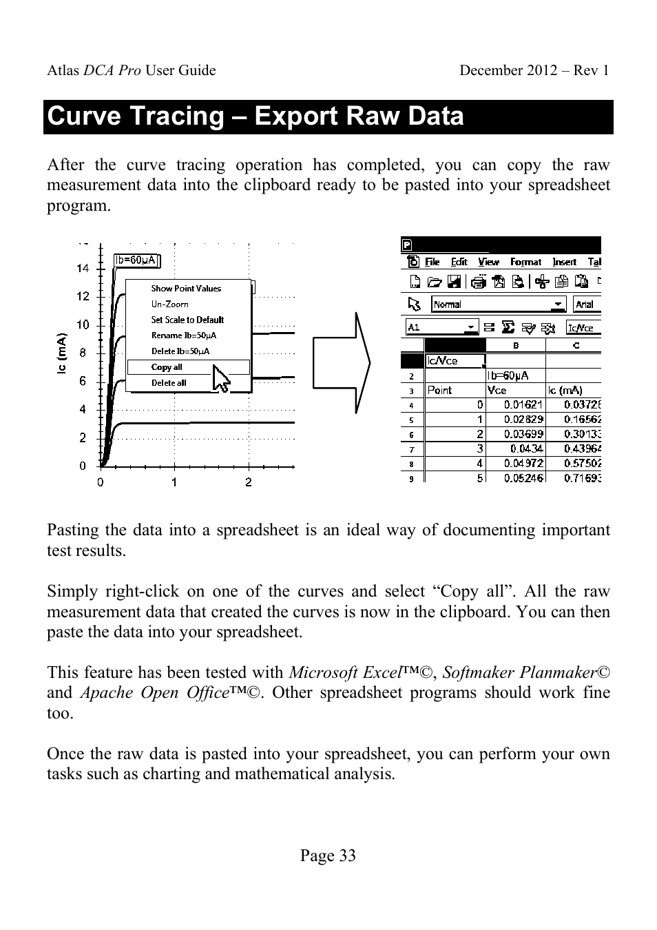 Curve tracing – export raw data | Velleman DCA75 User Manual | Page 33 / 46
