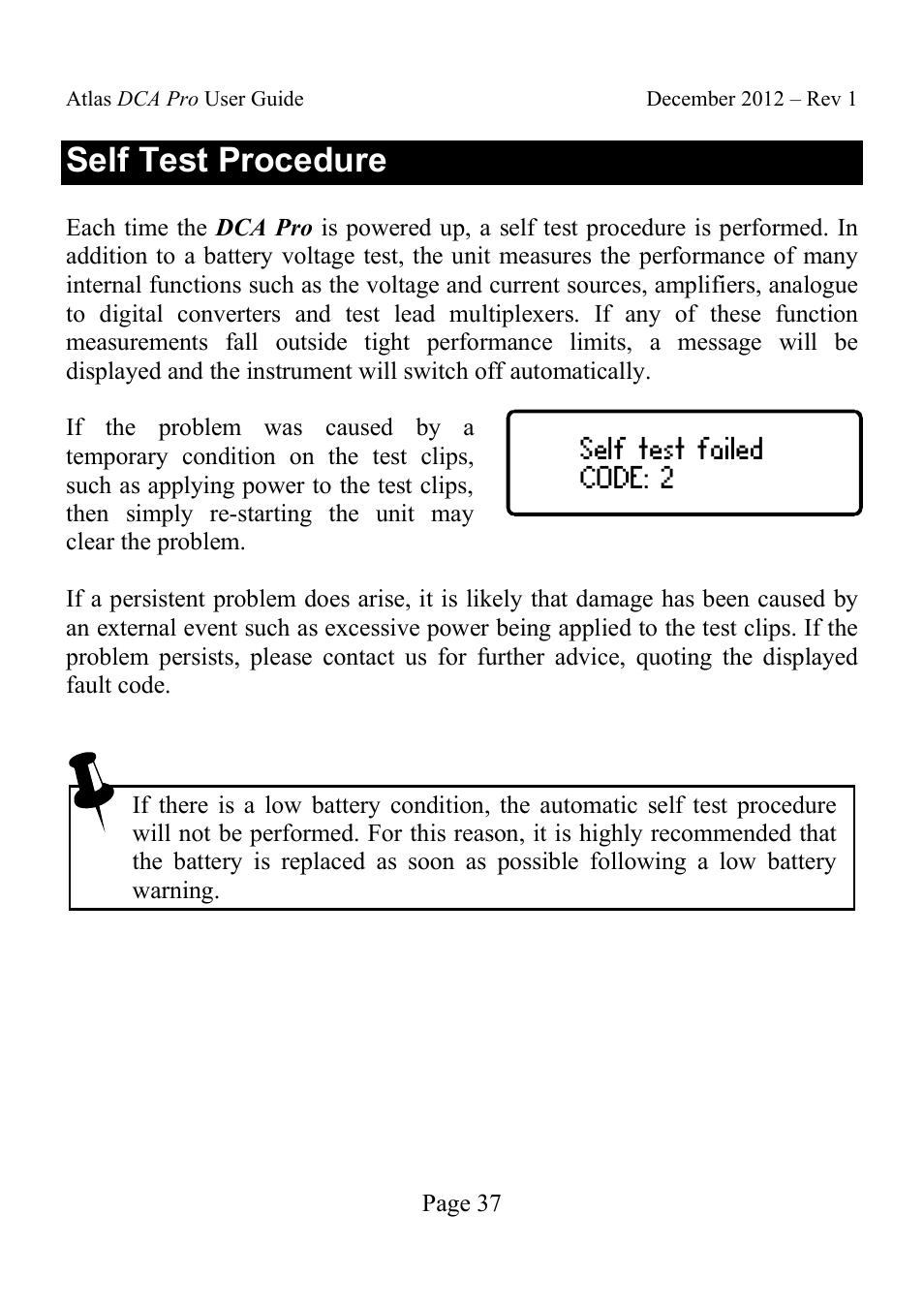 Self test procedure | Velleman DCA75 User Manual | Page 37 / 46