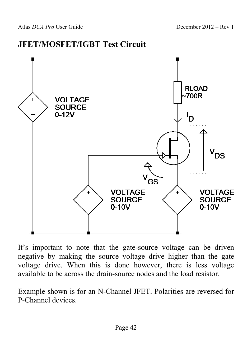 Jfet/mosfet/igbt test circuit | Velleman DCA75 User Manual | Page 42 / 46