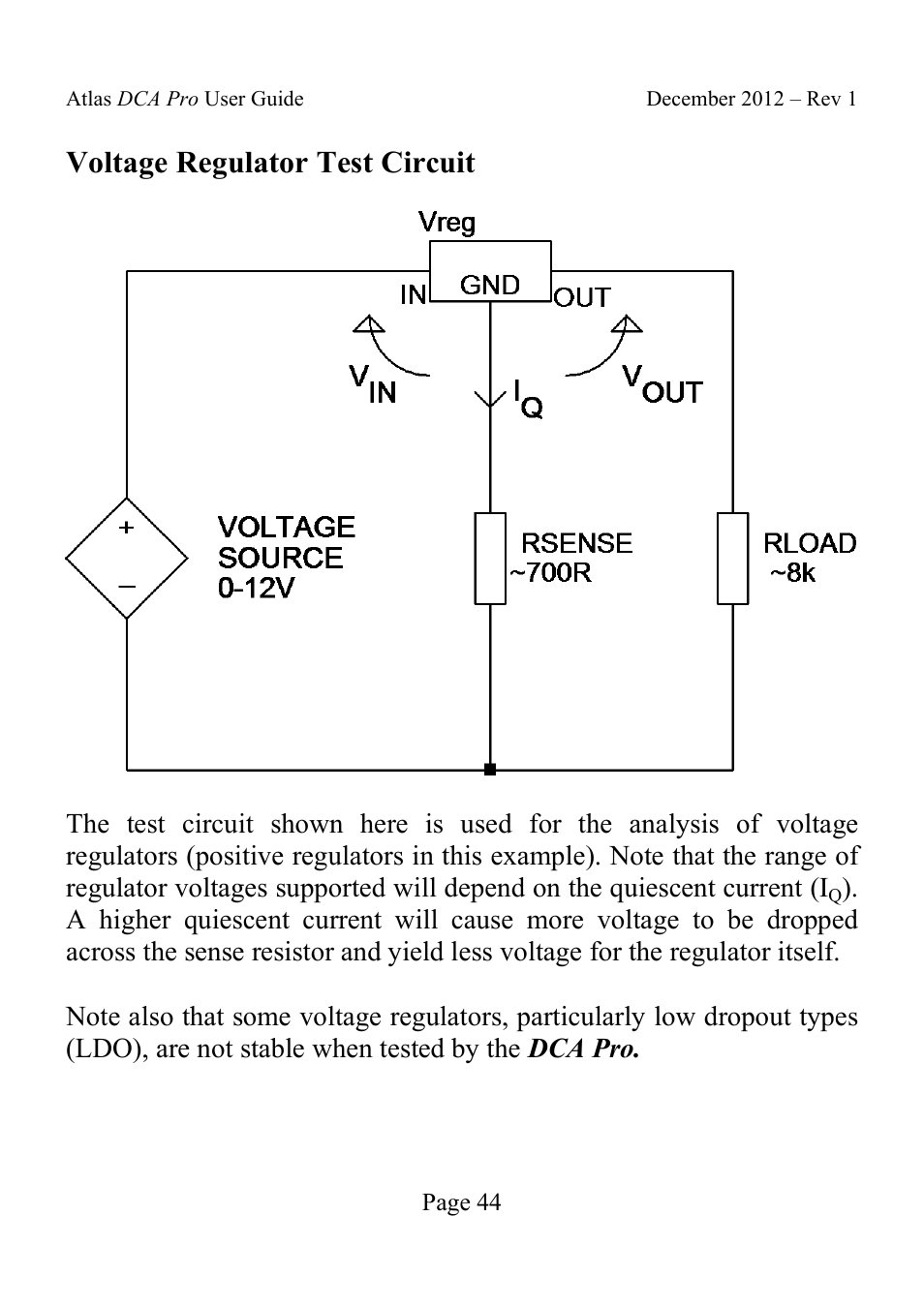 Voltage regulator test circuit | Velleman DCA75 User Manual | Page 44 / 46