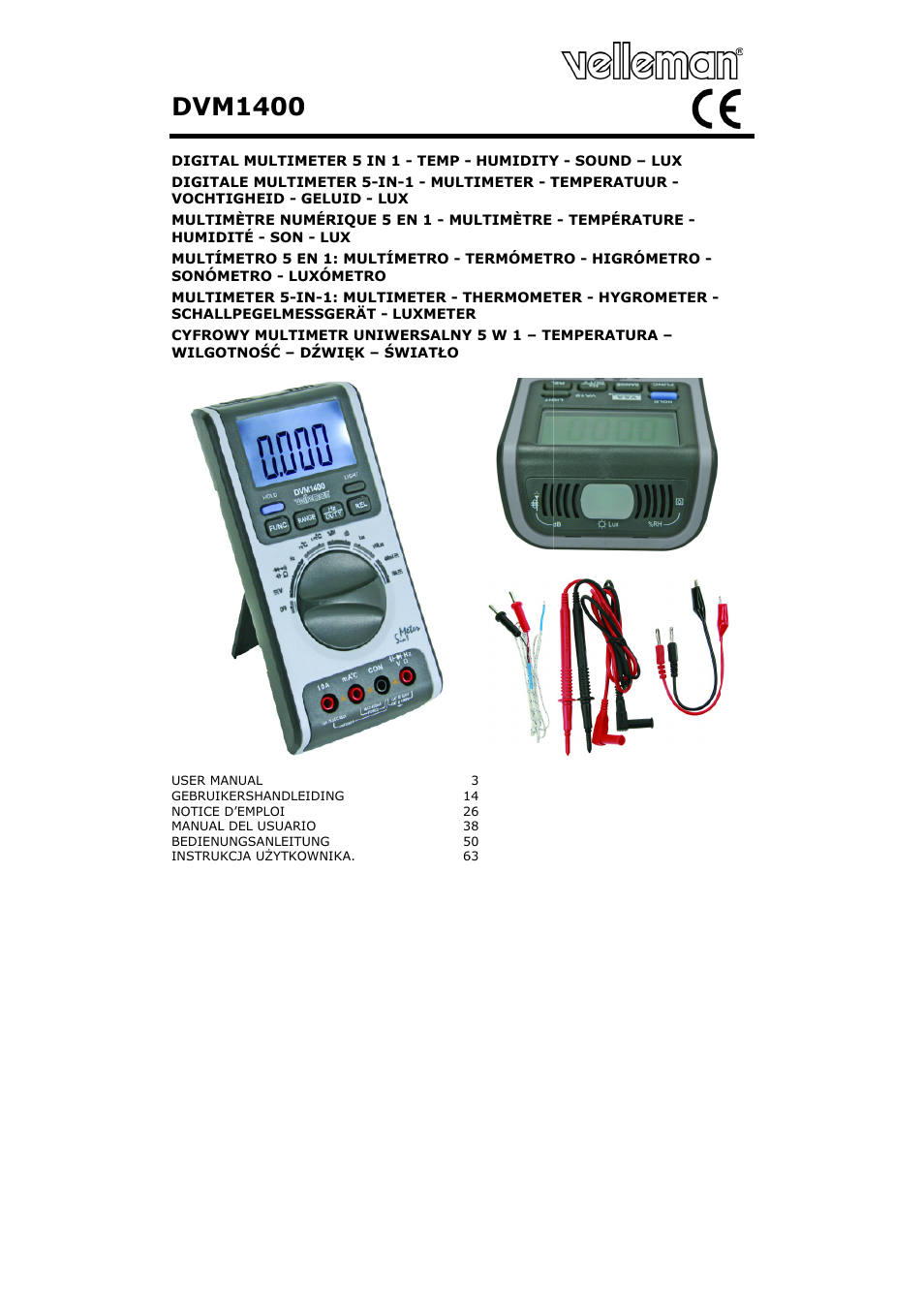 Velleman DVM1400 User Manual | 77 pages