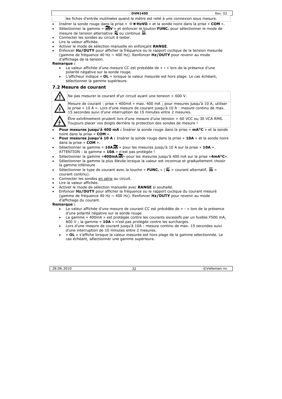 Velleman DVM1400 User Manual | Page 32 / 77