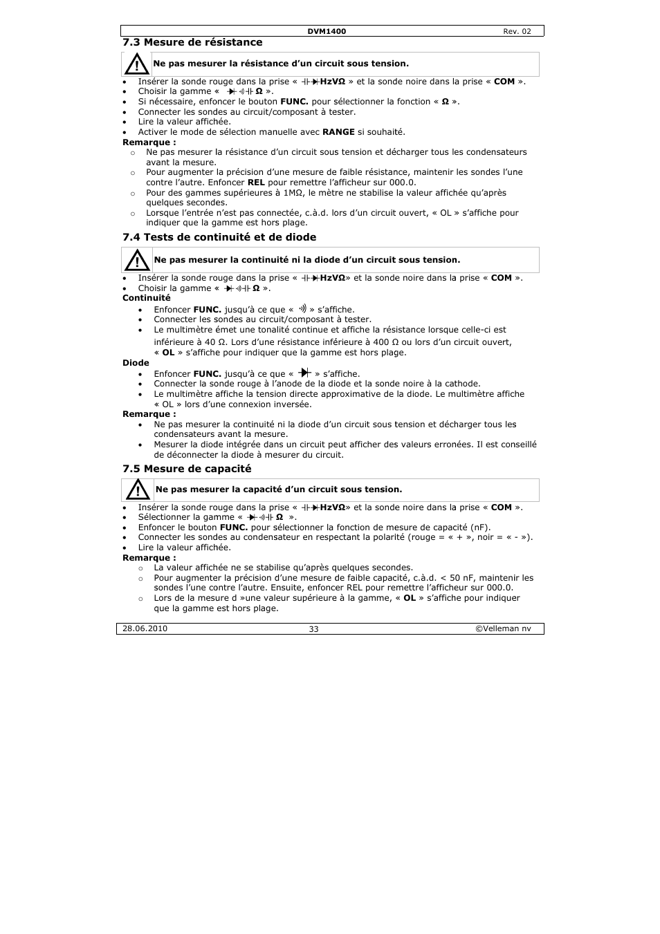 Velleman DVM1400 User Manual | Page 33 / 77