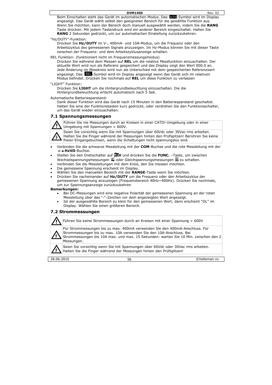Velleman DVM1400 User Manual | Page 56 / 77