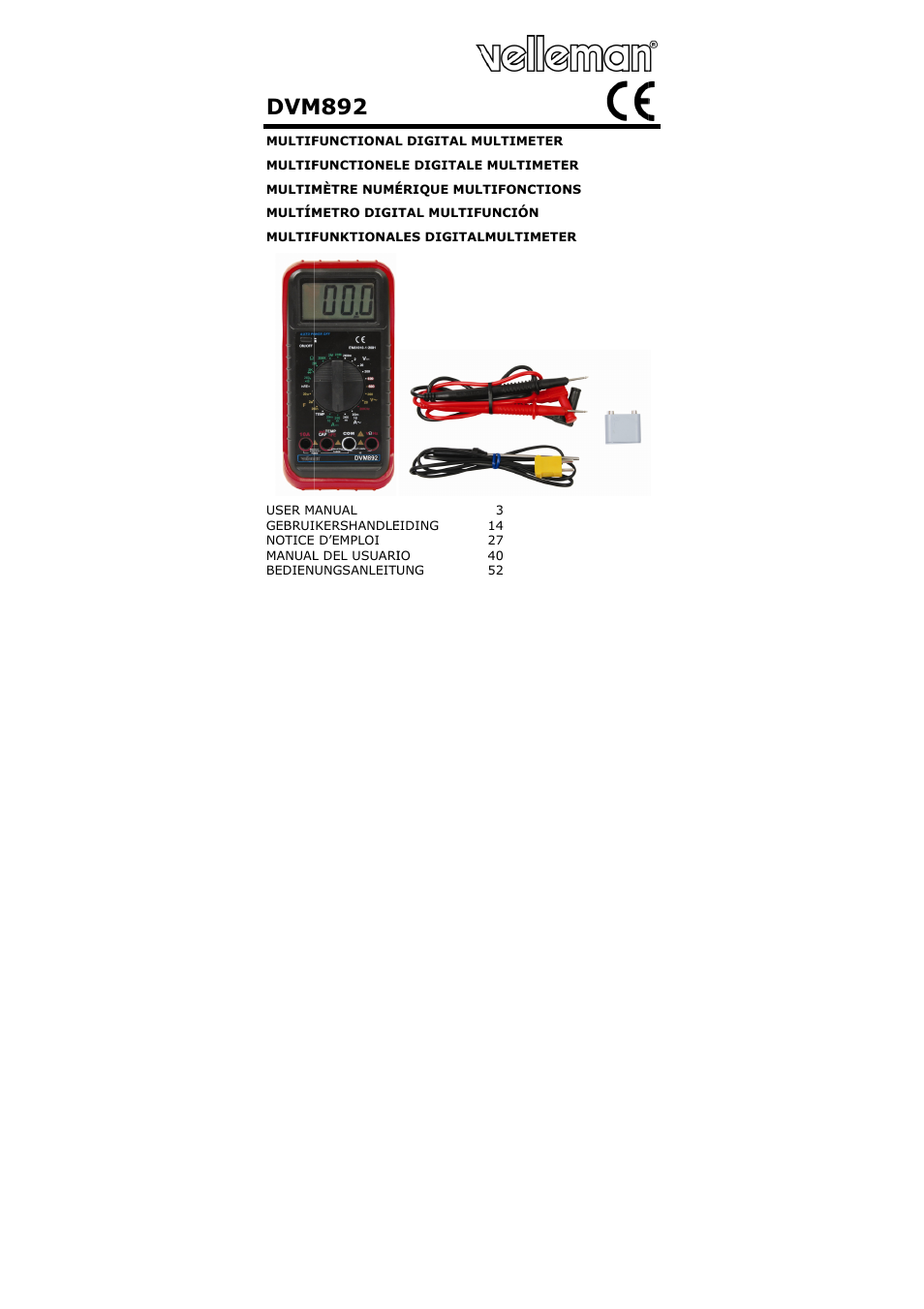 Velleman DVM892 User Manual | 68 pages