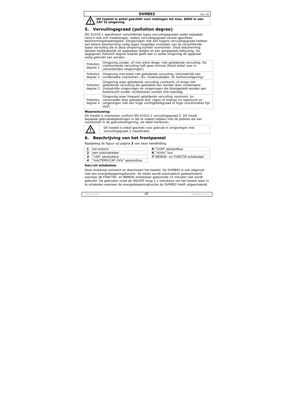 Velleman DVM892 User Manual | Page 18 / 68