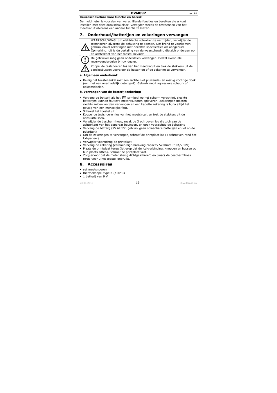 Velleman DVM892 User Manual | Page 19 / 68