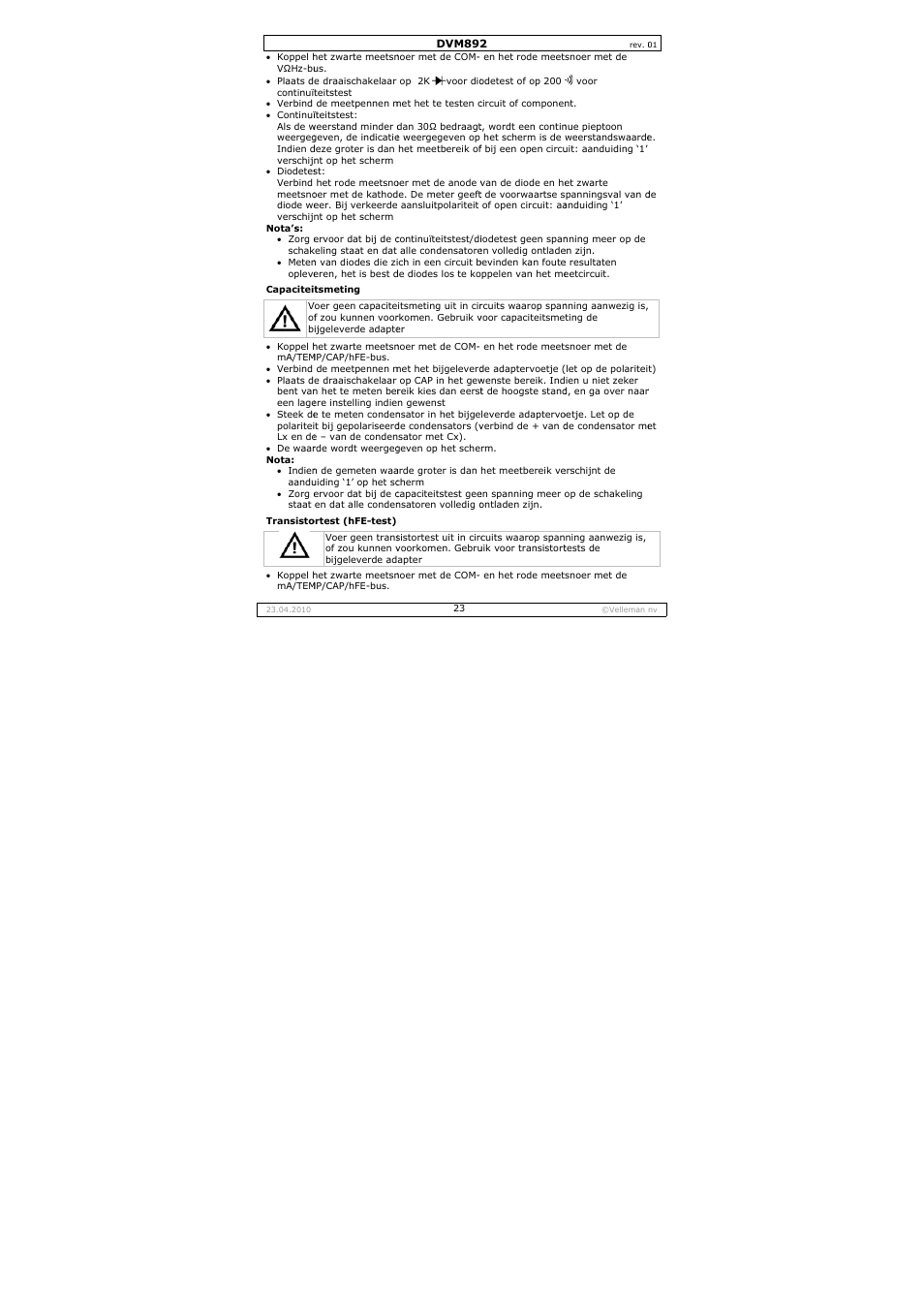 Velleman DVM892 User Manual | Page 23 / 68