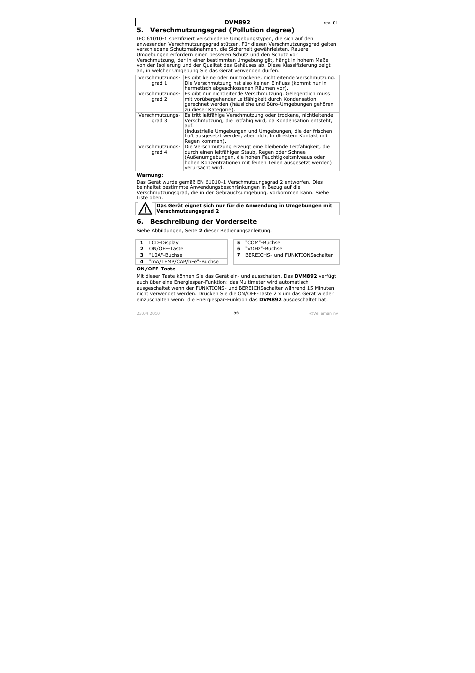 Velleman DVM892 User Manual | Page 56 / 68