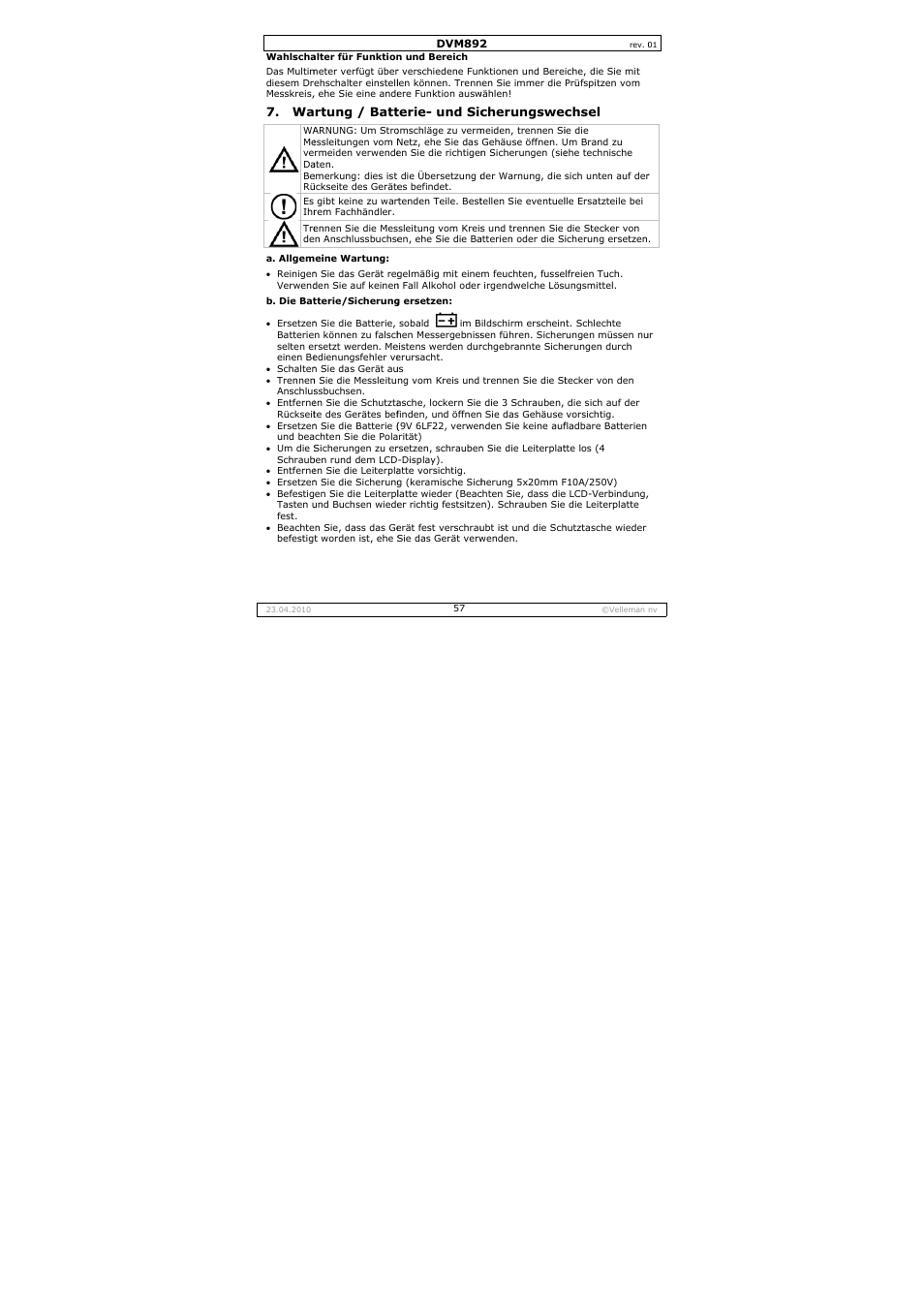 Velleman DVM892 User Manual | Page 57 / 68