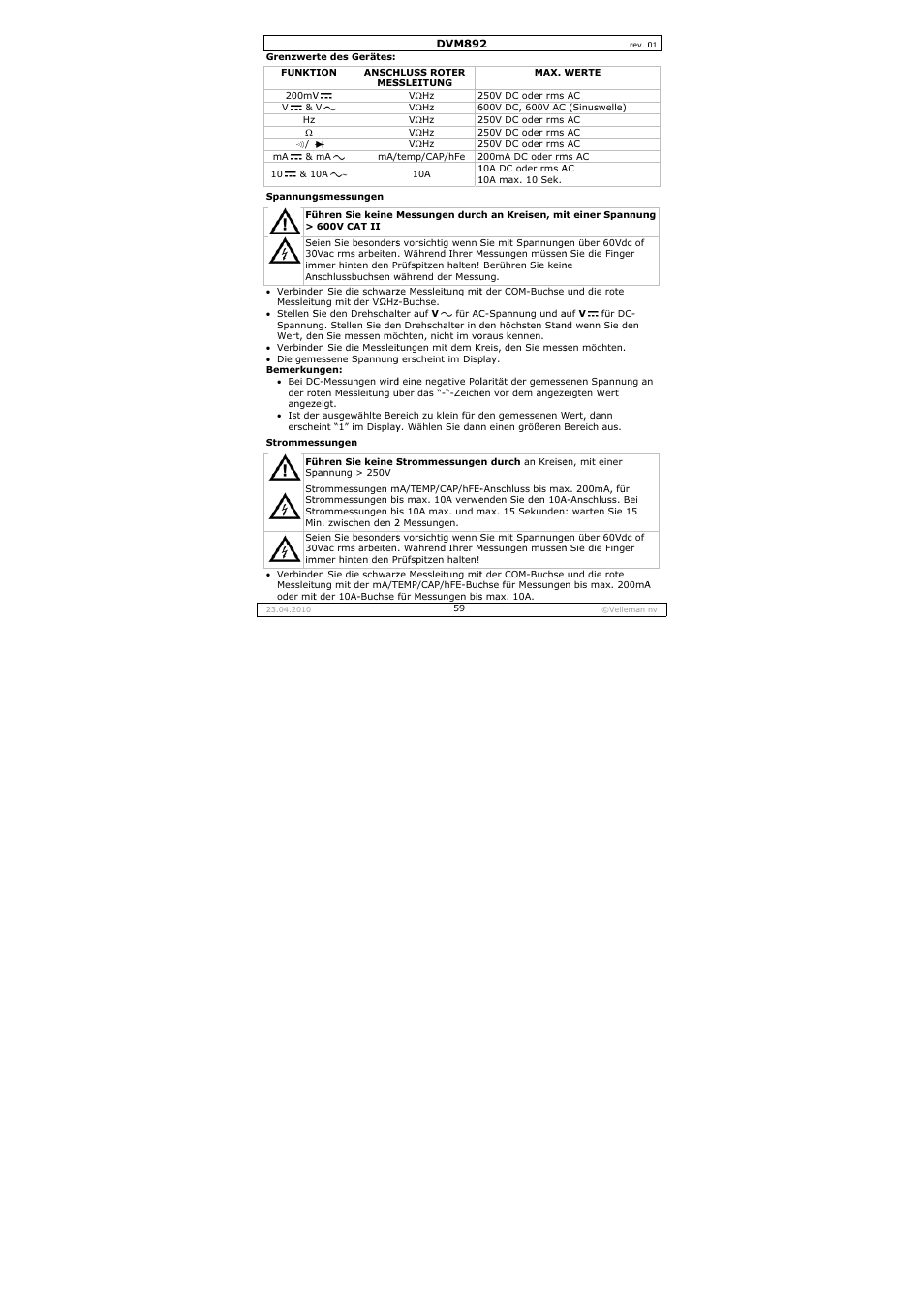 Velleman DVM892 User Manual | Page 59 / 68