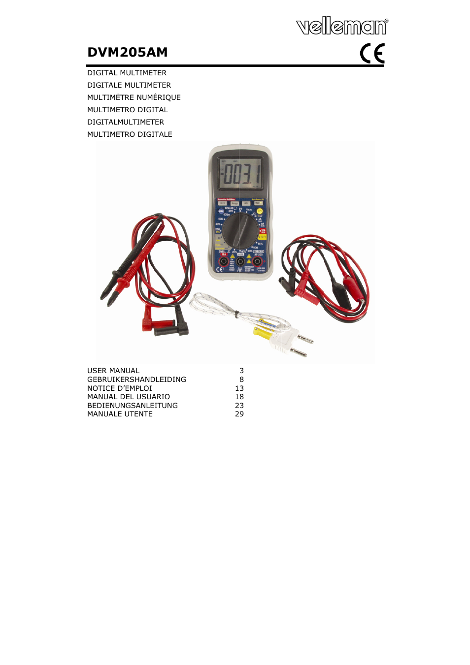 Velleman DVM205AM User Manual | 36 pages