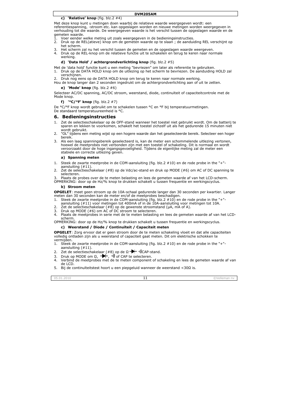 Velleman DVM205AM User Manual | Page 11 / 36