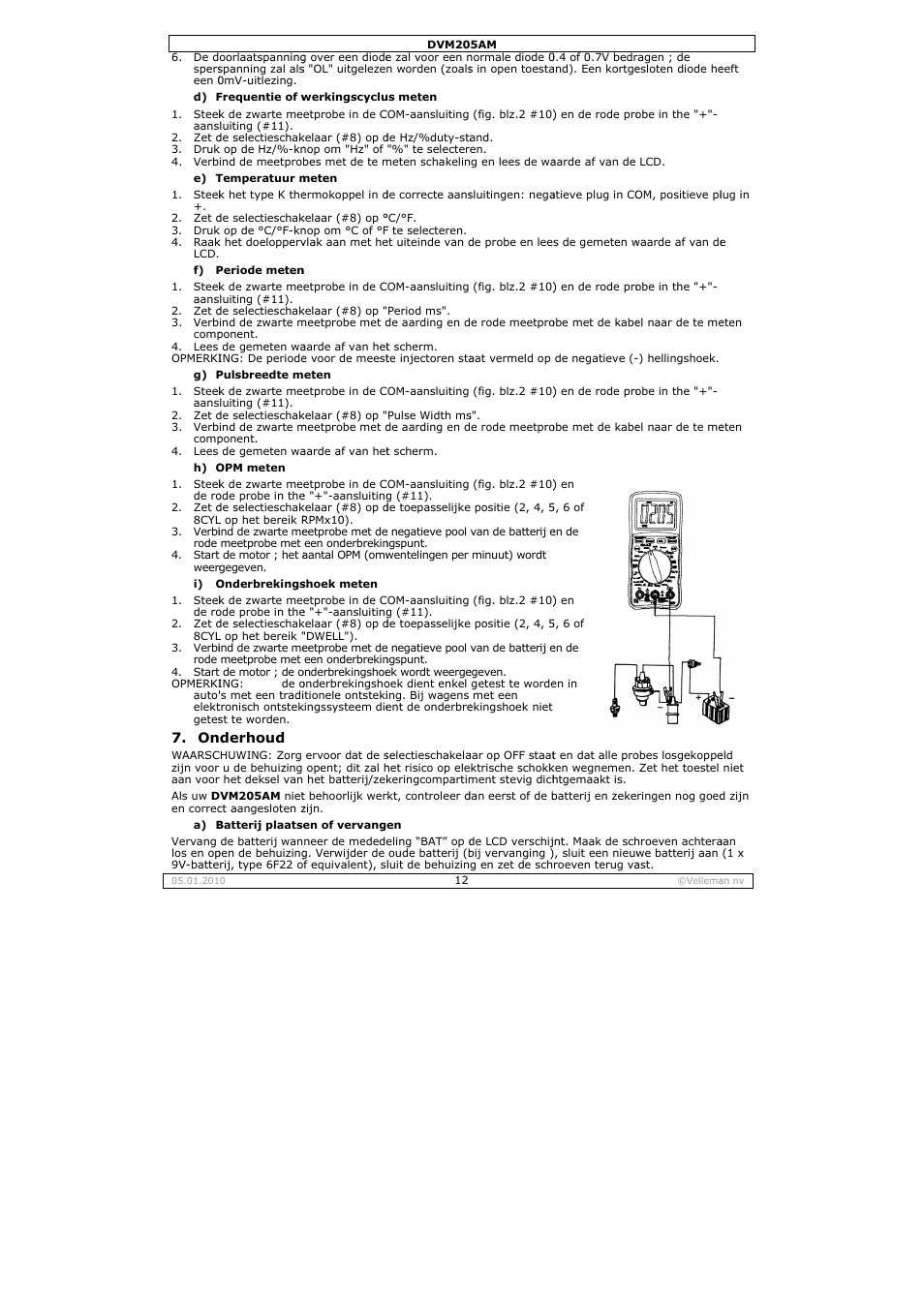 Velleman DVM205AM User Manual | Page 12 / 36