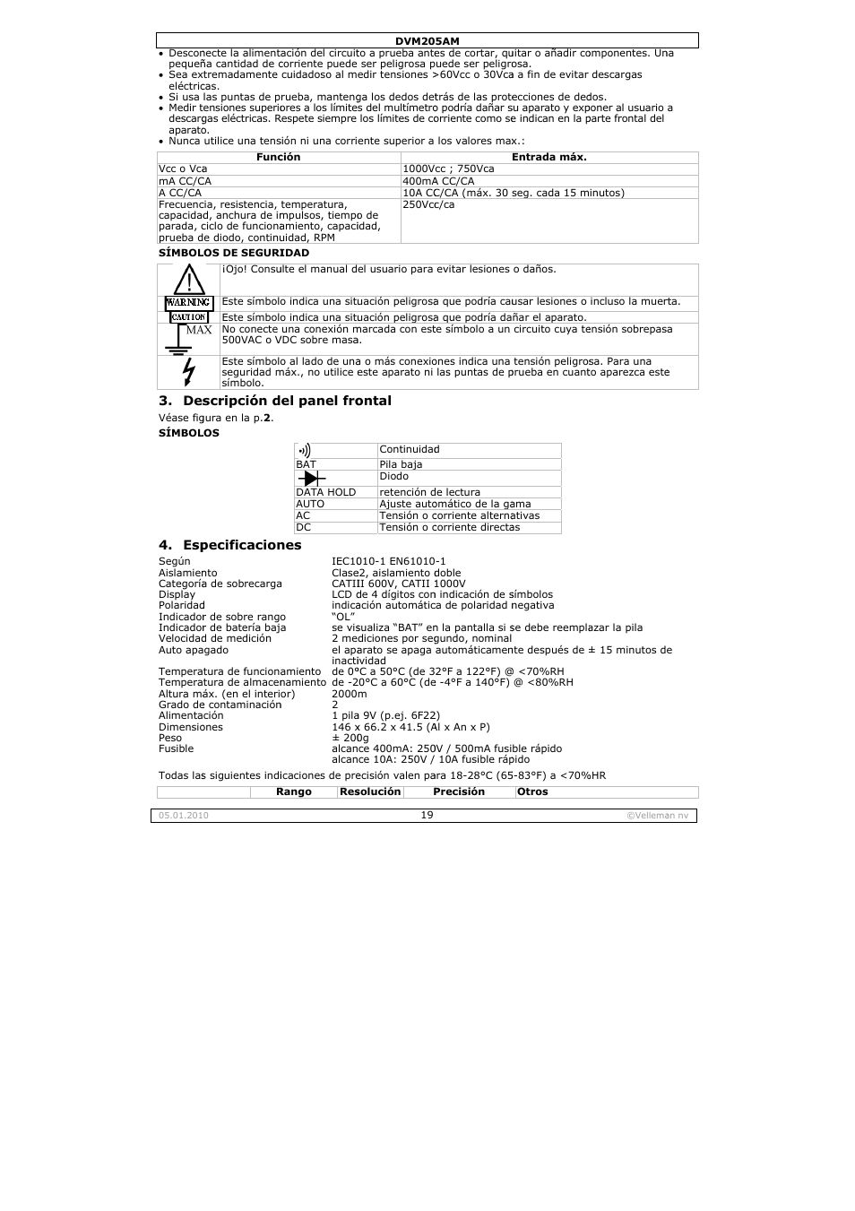 Velleman DVM205AM User Manual | Page 19 / 36