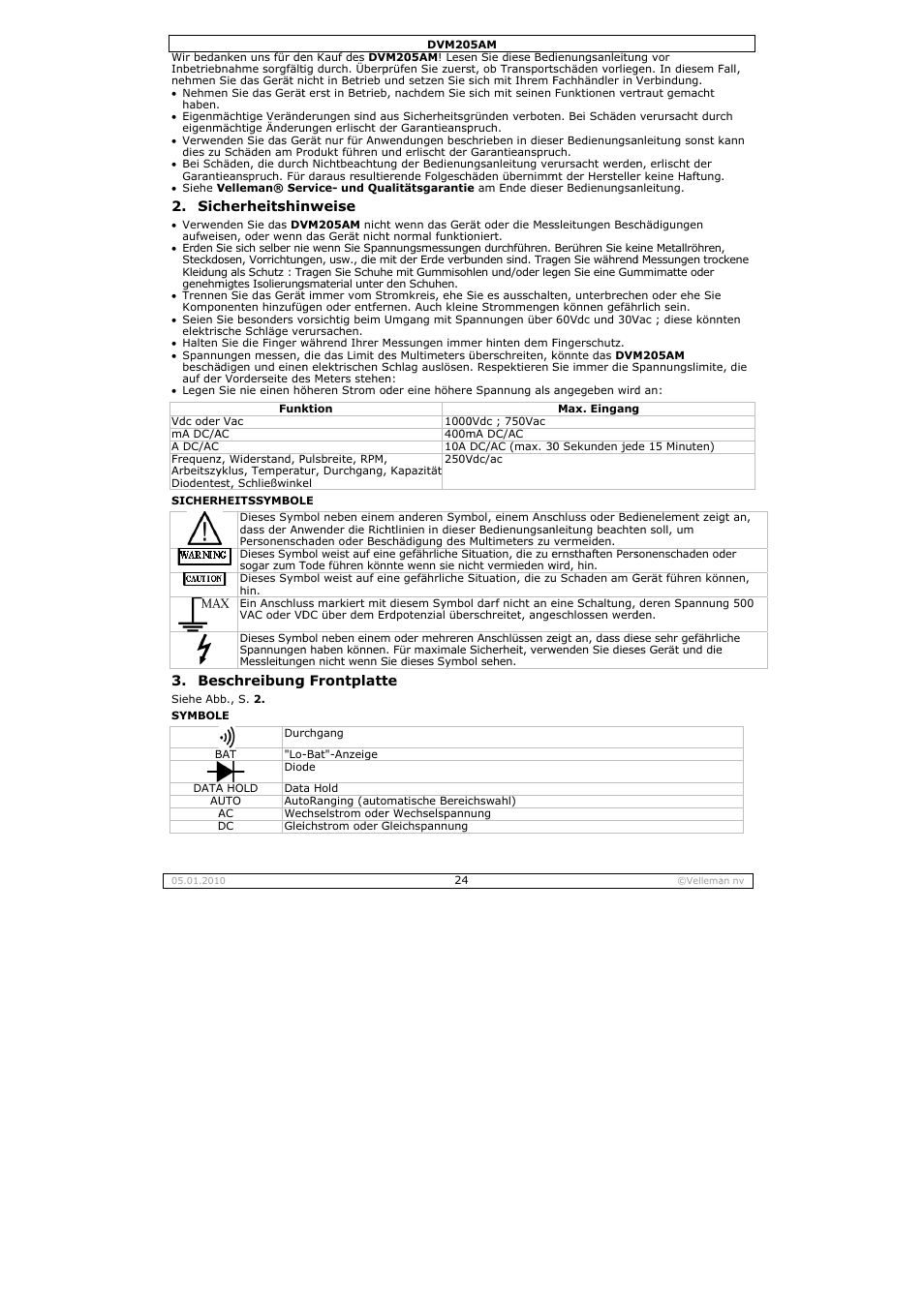 Velleman DVM205AM User Manual | Page 24 / 36