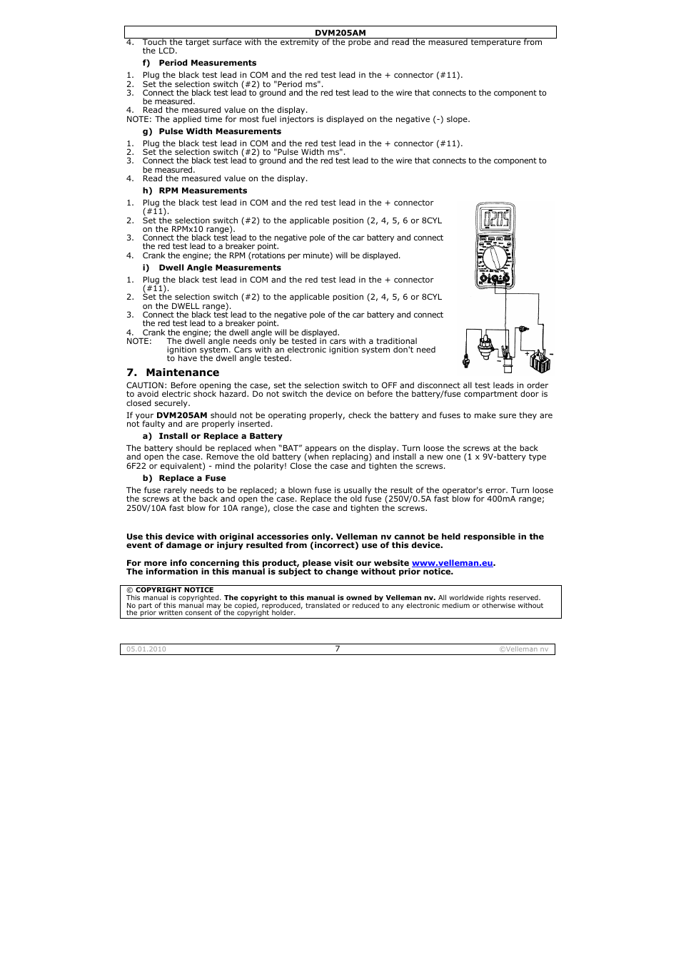 Velleman DVM205AM User Manual | Page 7 / 36