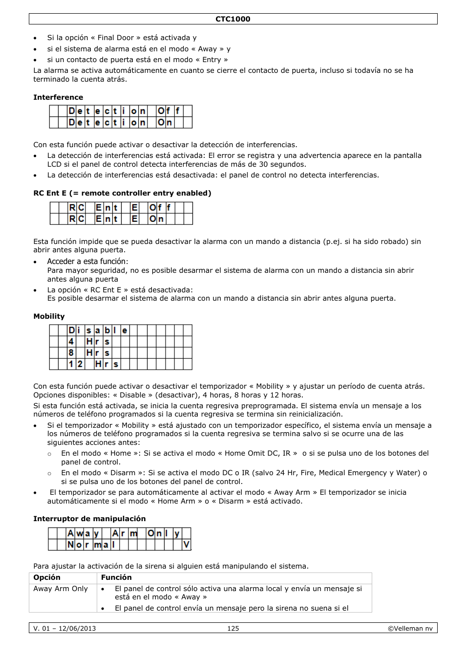 Interference, Rc ent e (= remote controller entry enabled), Mobility | Interruptor de manipulación | Velleman CTC1000 User Manual | Page 125 / 223
