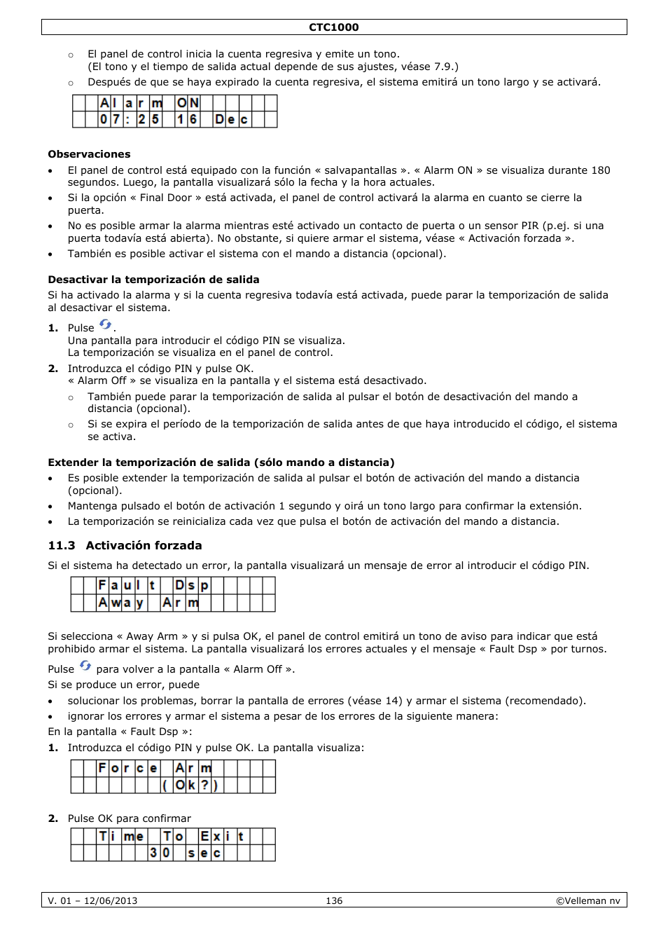 Observaciones, Desactivar la temporización de salida, 3 activación forzada | Velleman CTC1000 User Manual | Page 136 / 223