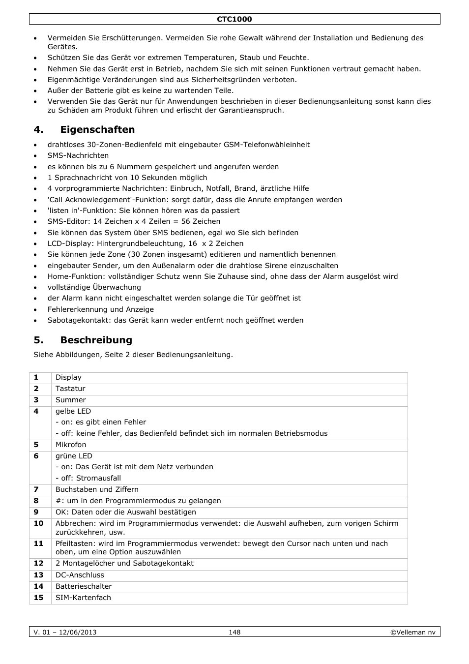 Eigenschaften, Beschreibung | Velleman CTC1000 User Manual | Page 148 / 223