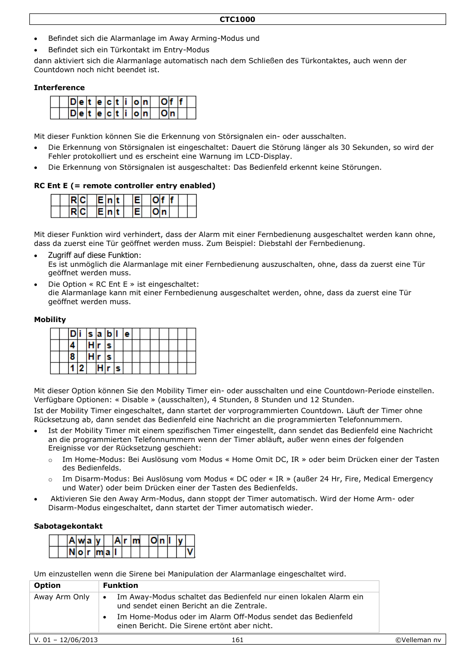 Interference, Rc ent e (= remote controller entry enabled), Mobility | Sabotagekontakt | Velleman CTC1000 User Manual | Page 161 / 223