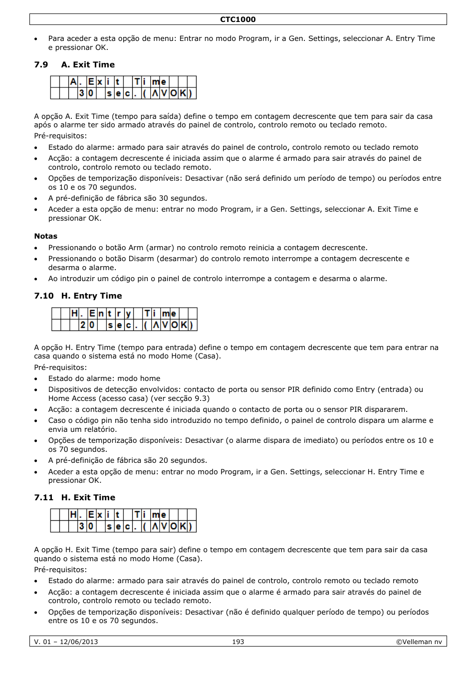 9 a. exit time, Notas, 10 h. entry time | 11 h. exit time | Velleman CTC1000 User Manual | Page 193 / 223