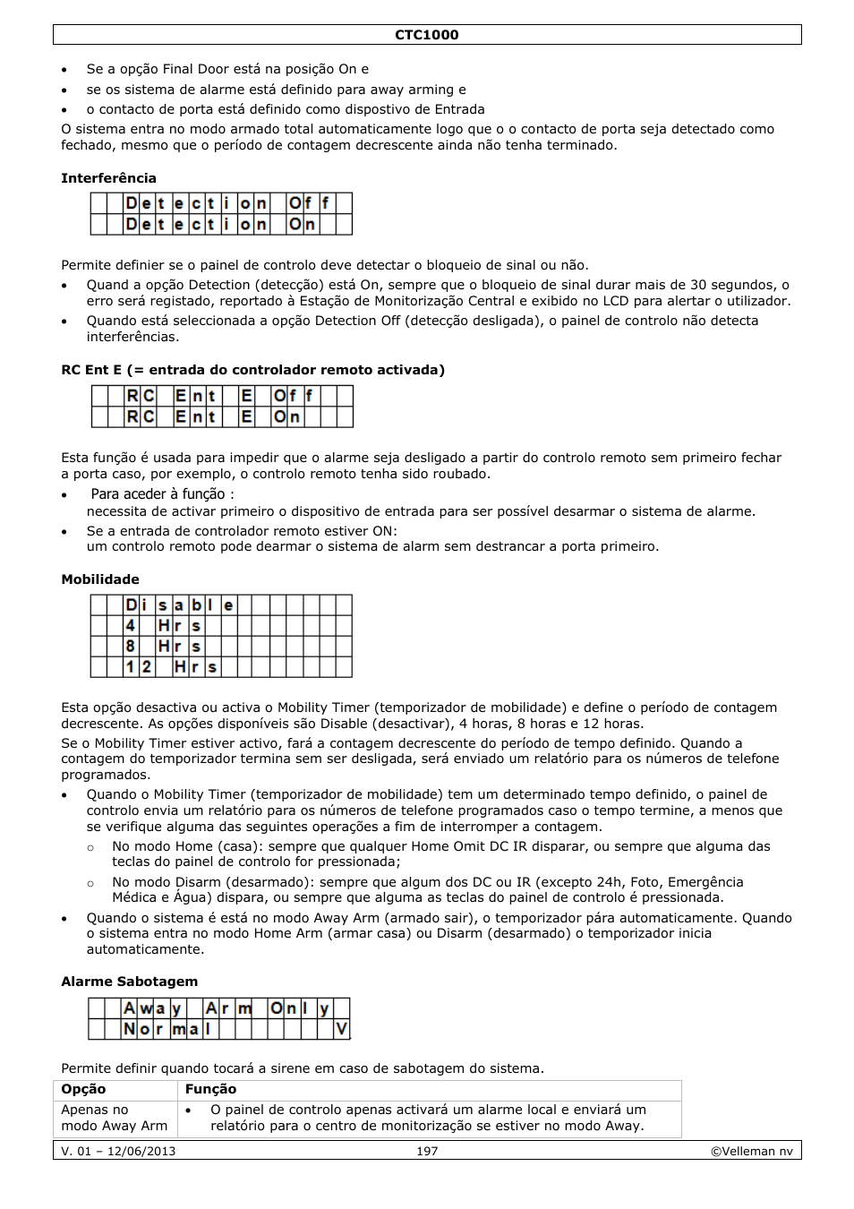 Interferência, Mobilidade, Alarme sabotagem | Velleman CTC1000 User Manual | Page 197 / 223