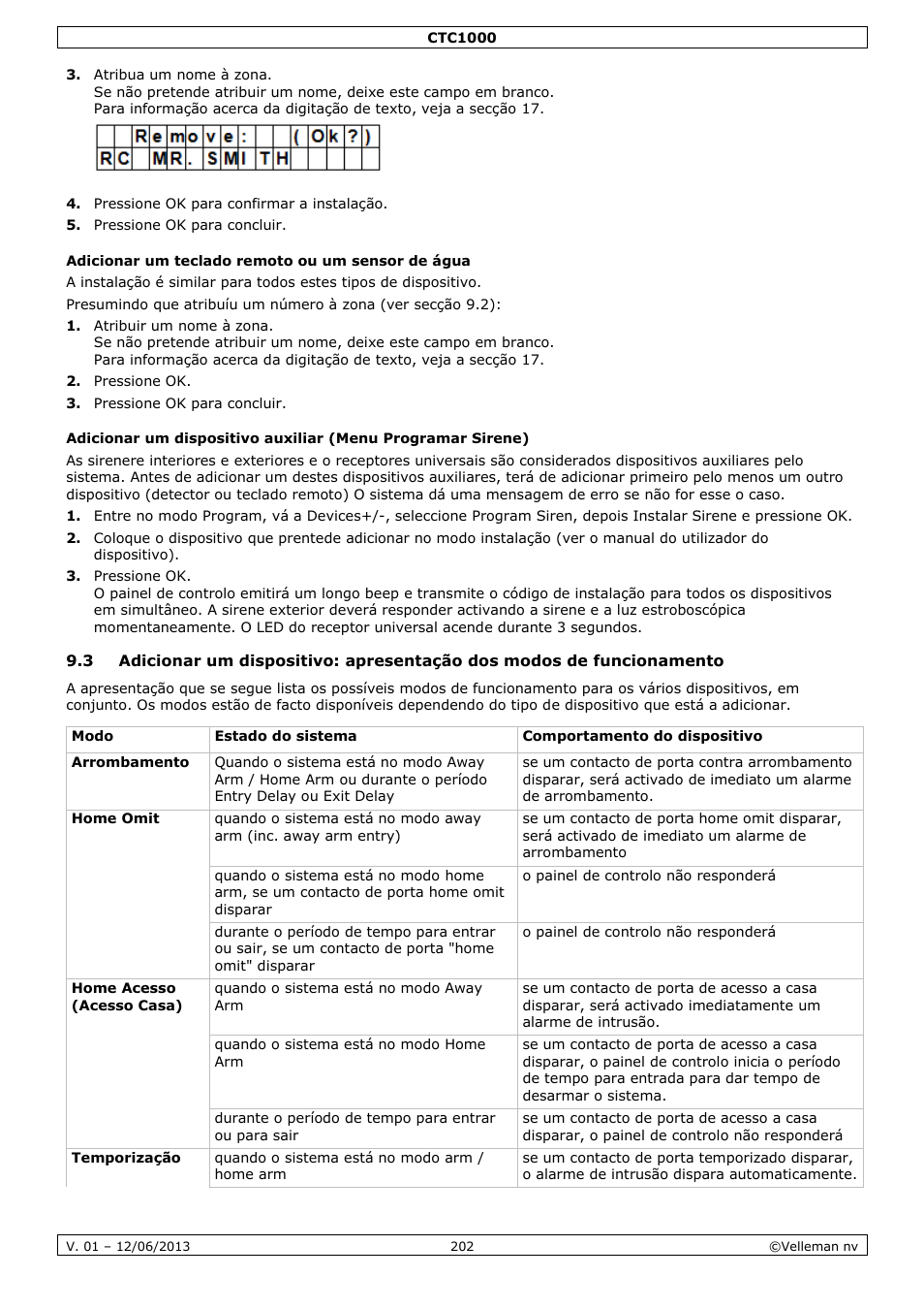 Adicionar um teclado remoto ou um sensor de água | Velleman CTC1000 User Manual | Page 202 / 223