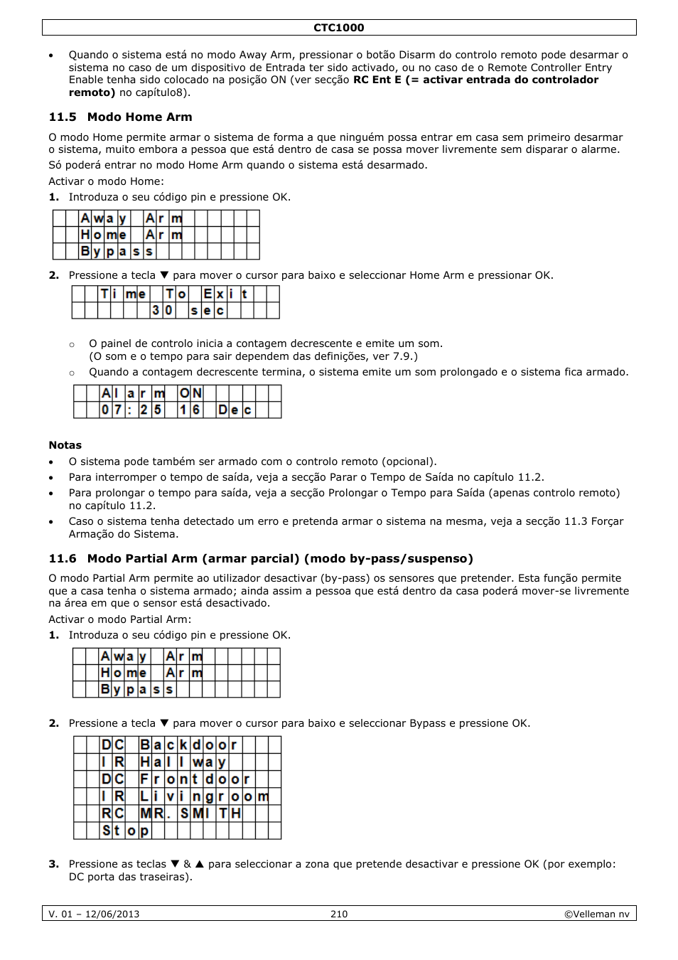 5 modo home arm, Notas | Velleman CTC1000 User Manual | Page 210 / 223