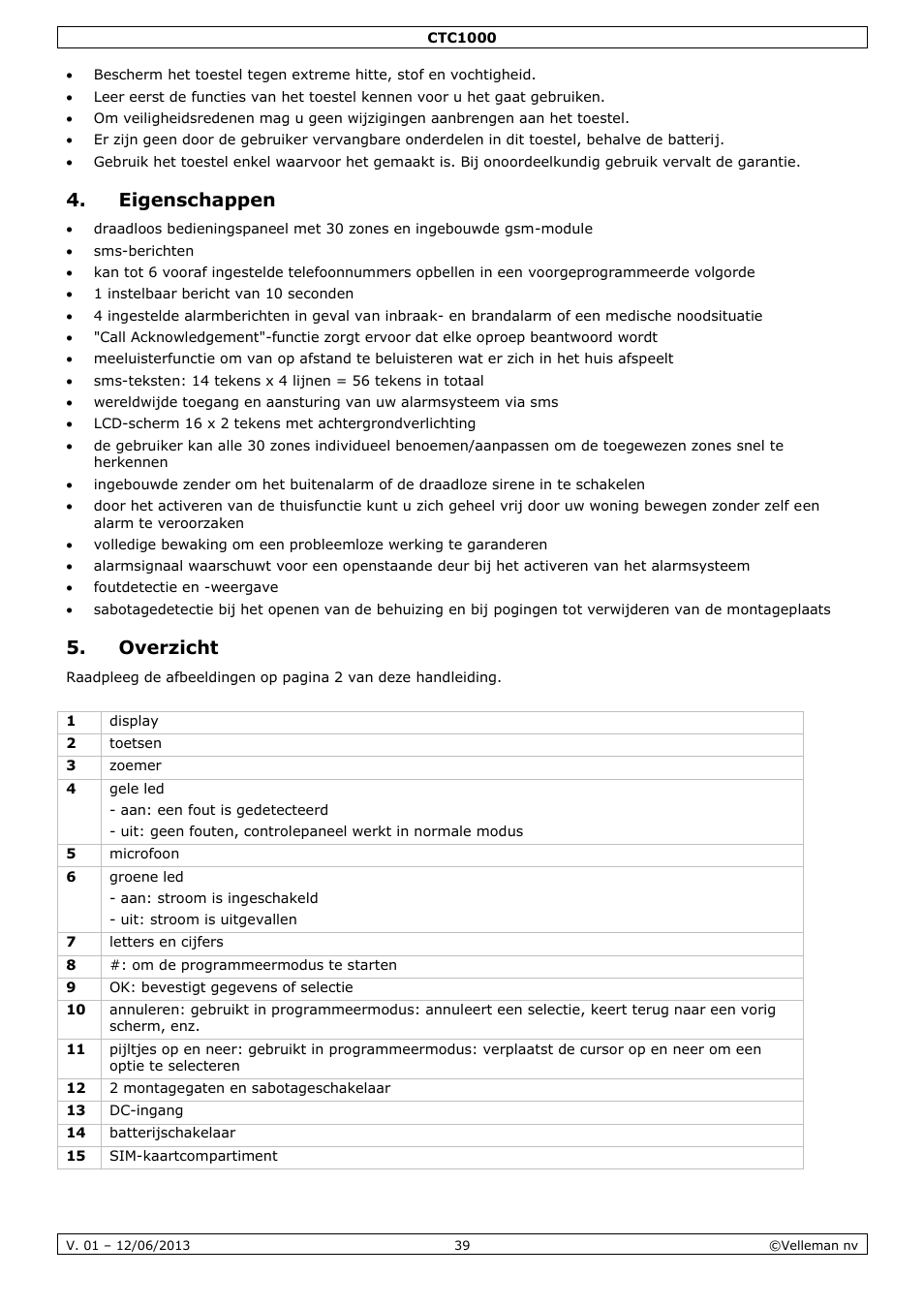 Eigenschappen, Overzicht | Velleman CTC1000 User Manual | Page 39 / 223
