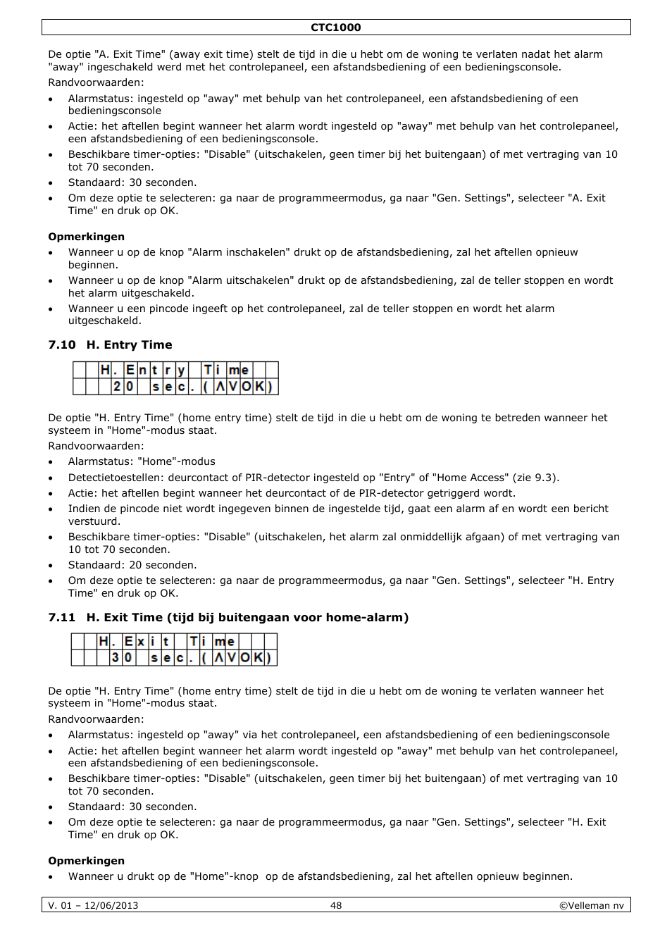 Opmerkingen, 10 h. entry time | Velleman CTC1000 User Manual | Page 48 / 223