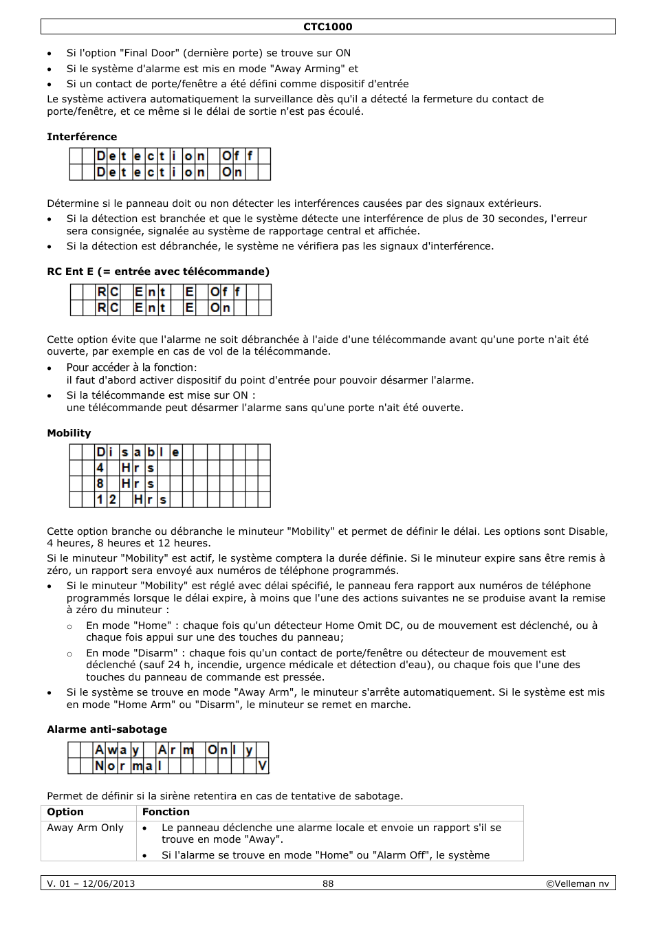 Interférence, Rc ent e (= entrée avec télécommande), Mobility | Alarme anti-sabotage | Velleman CTC1000 User Manual | Page 88 / 223