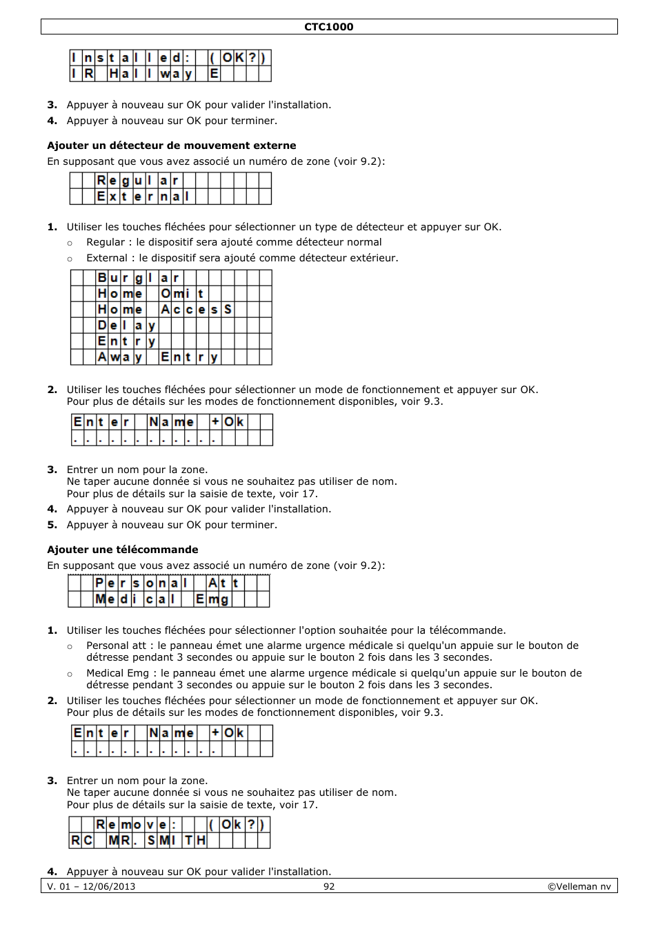 Ajouter un détecteur de mouvement externe, Ajouter une télécommande | Velleman CTC1000 User Manual | Page 92 / 223