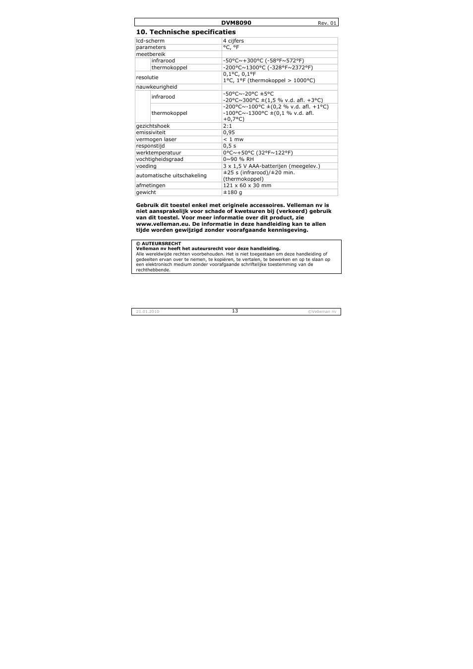 Velleman DVM8090 User Manual | Page 13 / 32