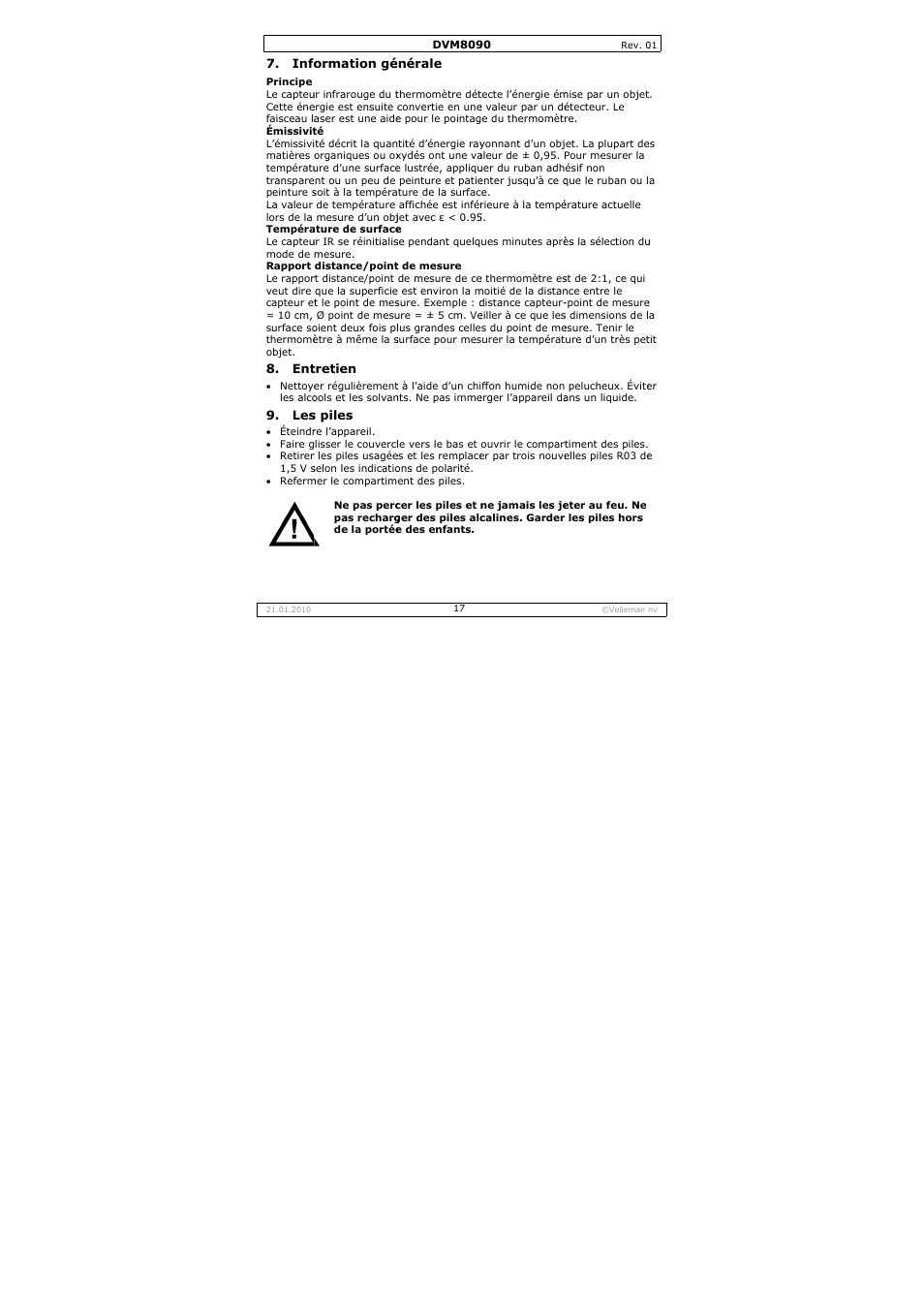 Velleman DVM8090 User Manual | Page 17 / 32