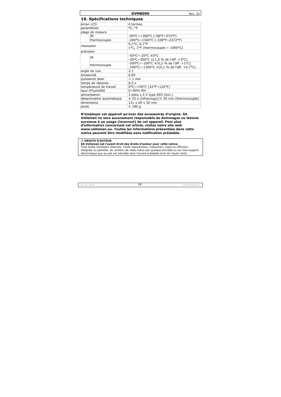 Velleman DVM8090 User Manual | Page 18 / 32