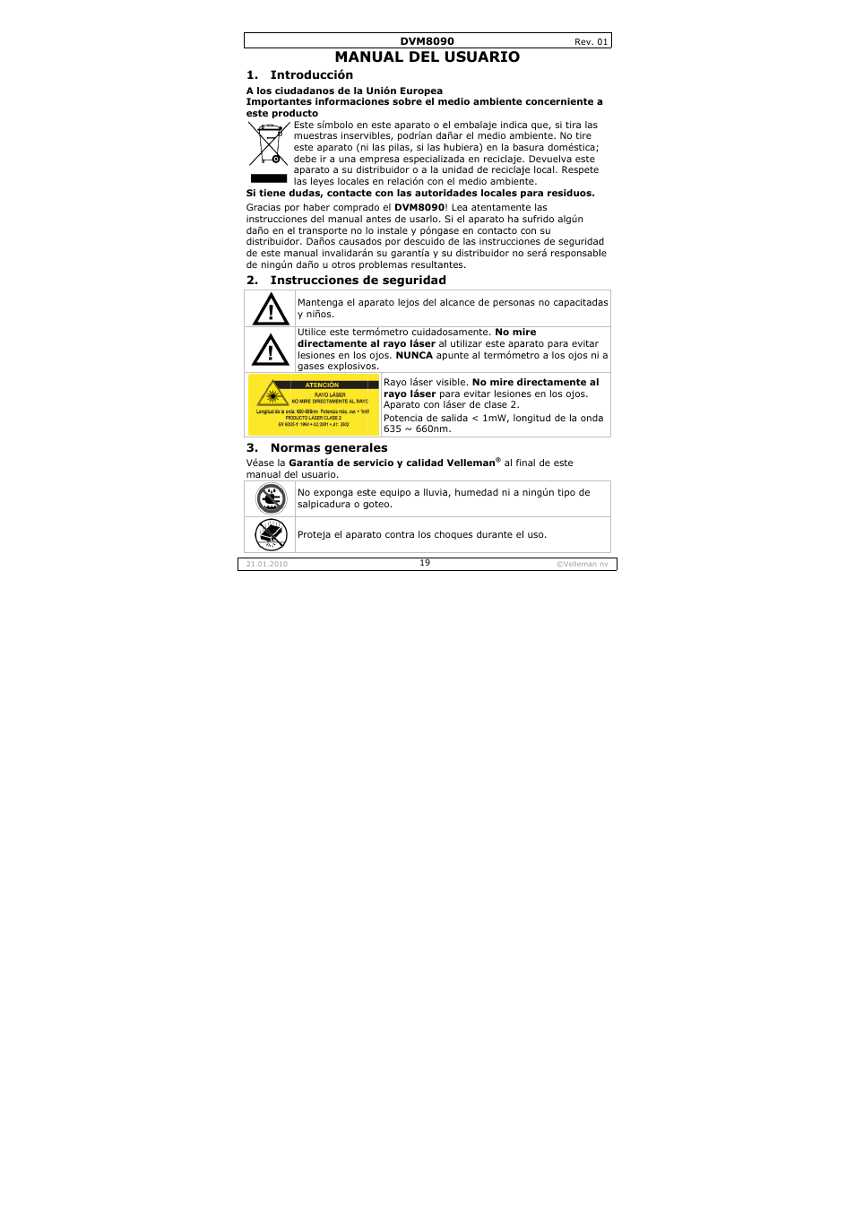 Nual del, Usuario | Velleman DVM8090 User Manual | Page 19 / 32
