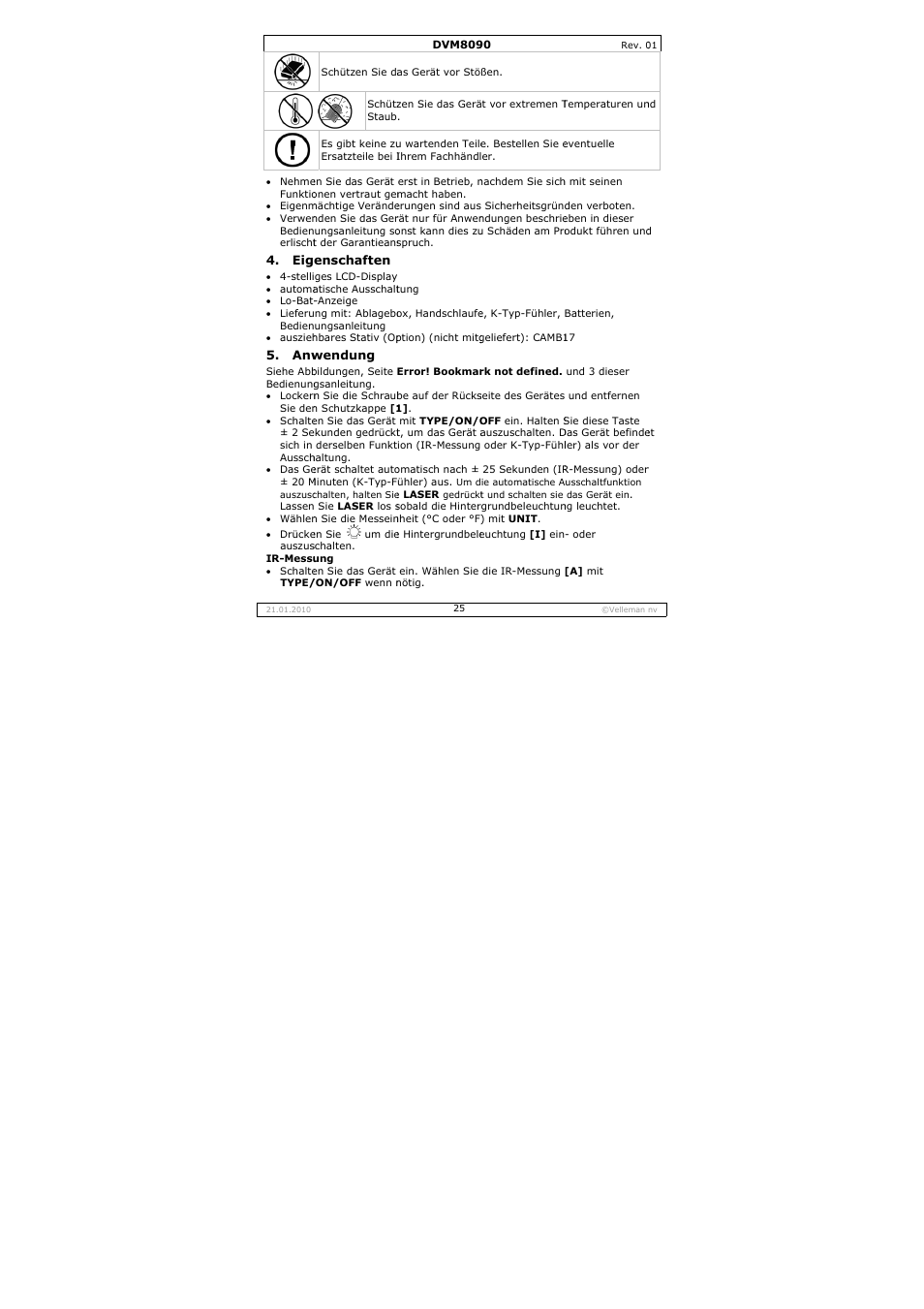 Velleman DVM8090 User Manual | Page 25 / 32