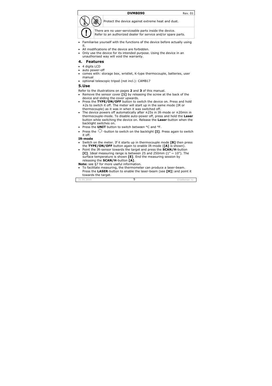 Velleman DVM8090 User Manual | Page 5 / 32