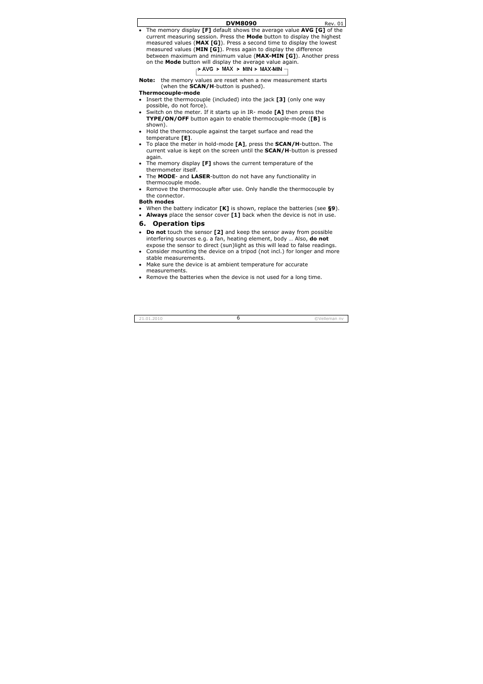 Velleman DVM8090 User Manual | Page 6 / 32