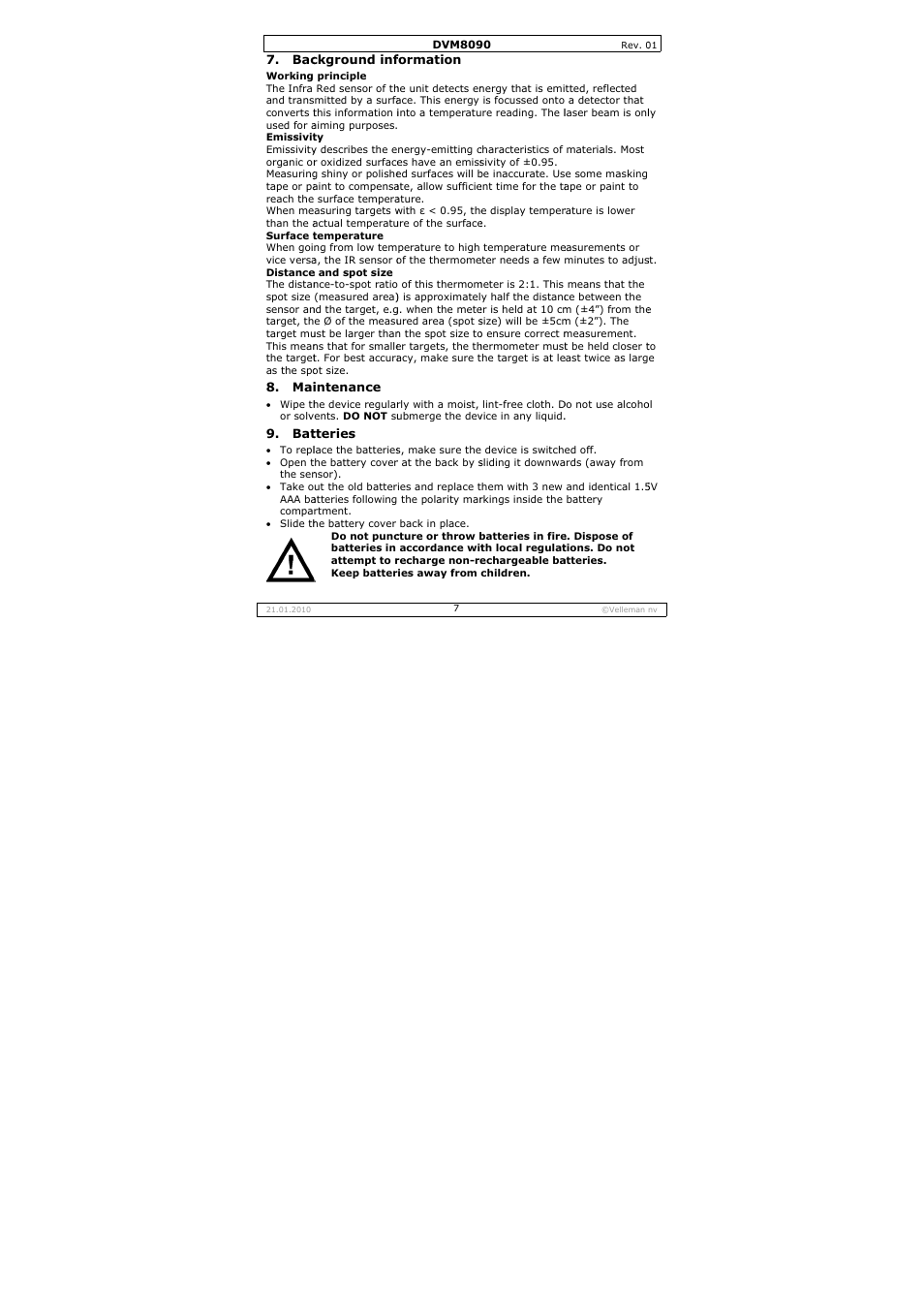 Velleman DVM8090 User Manual | Page 7 / 32