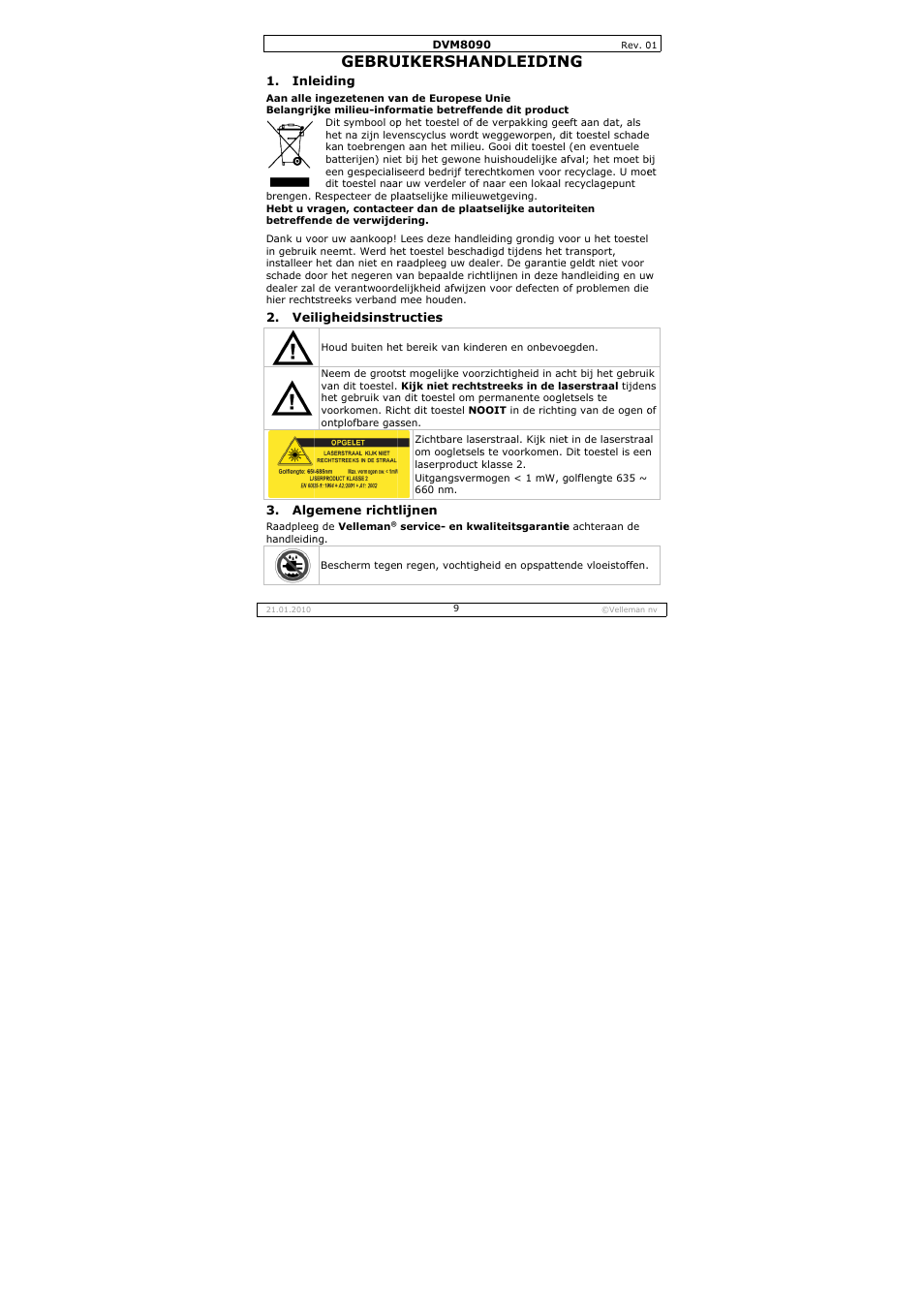 Gebru, Uikersha, Ndleidin | Velleman DVM8090 User Manual | Page 9 / 32
