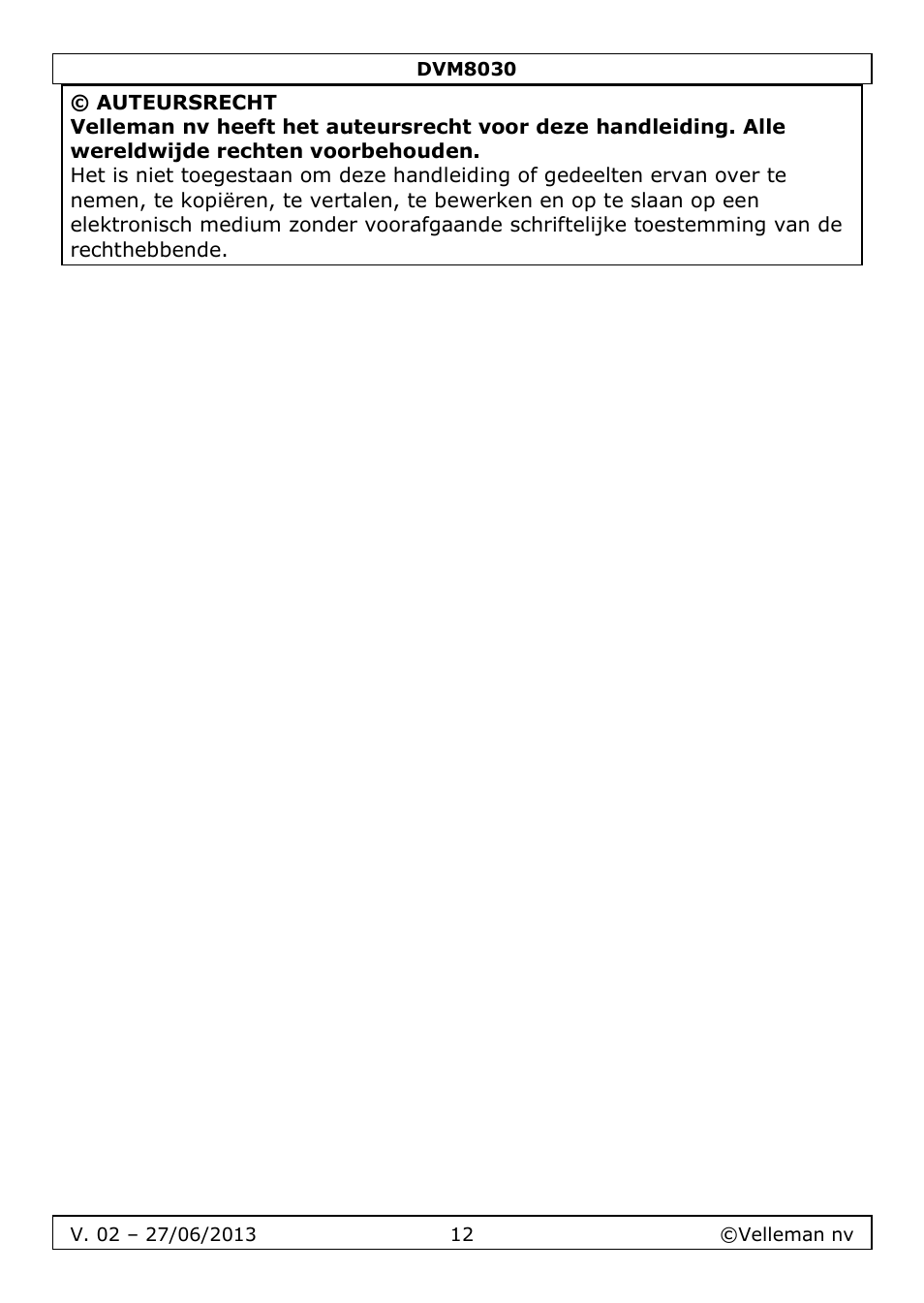 Velleman DVM8030 User Manual | Page 12 / 33
